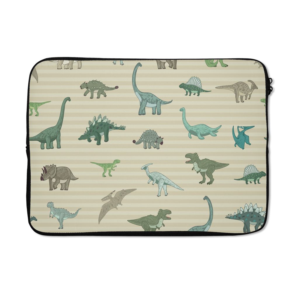 MuchoWow Laptop Hülle 14 ZollDinosaurier - Braun - Grün - Jungen - Mädchen - Kinder Laptoptasche - Laptoptasche - Stoßsicher - Schutzhaube