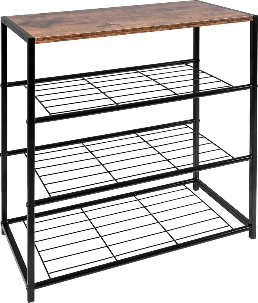 Banc à chaussures 3 niveaux marron espacement 19 cm structure en métal