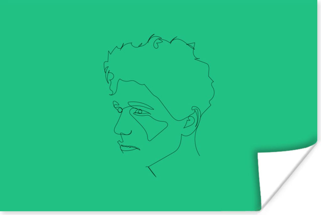 MuchoWow Poster Strichzeichnung - Gesicht - Mann 90x60 cm - Schlafzimmer
