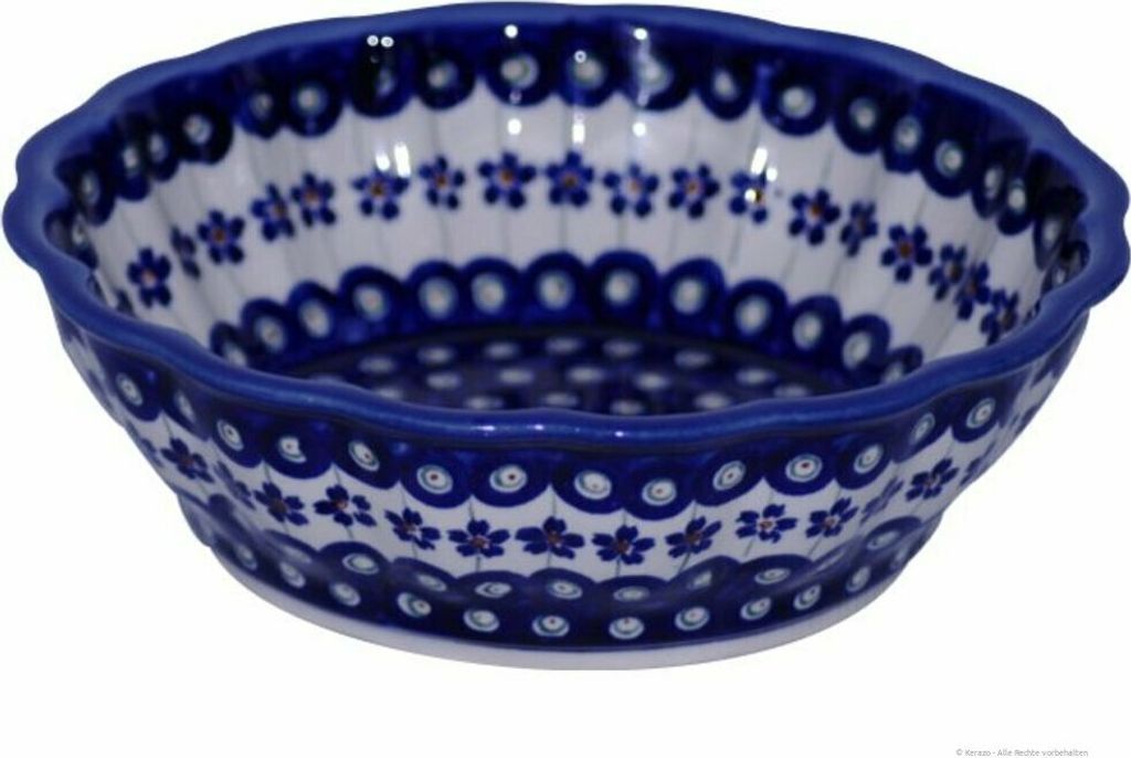 Original Bunzlauer Keramik 1,3 Liter Schüssel Schale mit gewelltem Rand Ø24,2cm Servierschüssel Beilagenschale Obstschale Design 166a