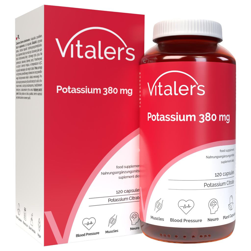 Vitaler's Kalium 380 mg - 120 Kapseln, Vegan, 4 Monate Nahrungsergänzung, ohne Konservierungsstoffe, reine Zusammensetzung