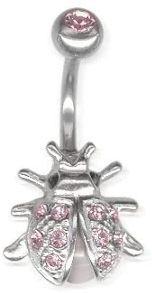 Silber Bauchnabel Piercing Käfer Beetle - Mit Kristall Elements - SBB06