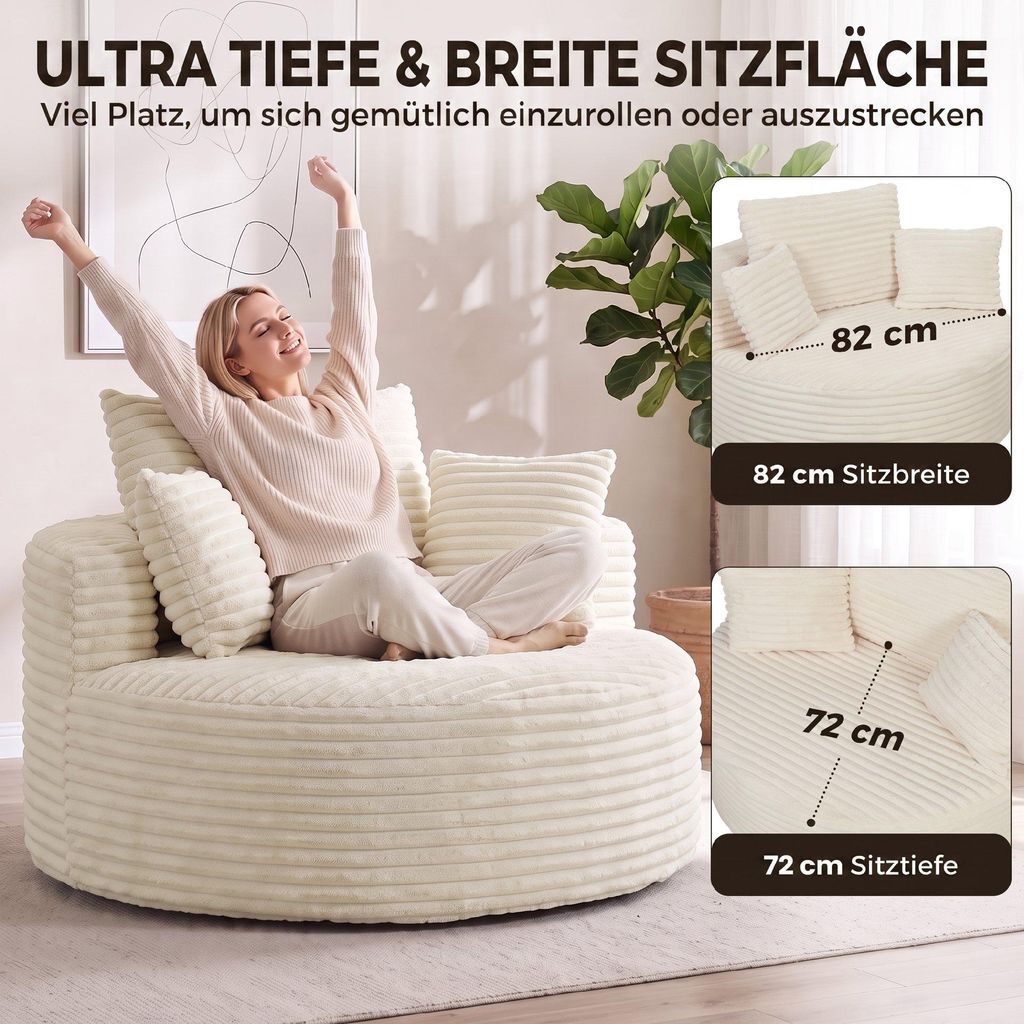 HOMCOM Sessel Loungesessel mit Extra Tiefer, Breiter