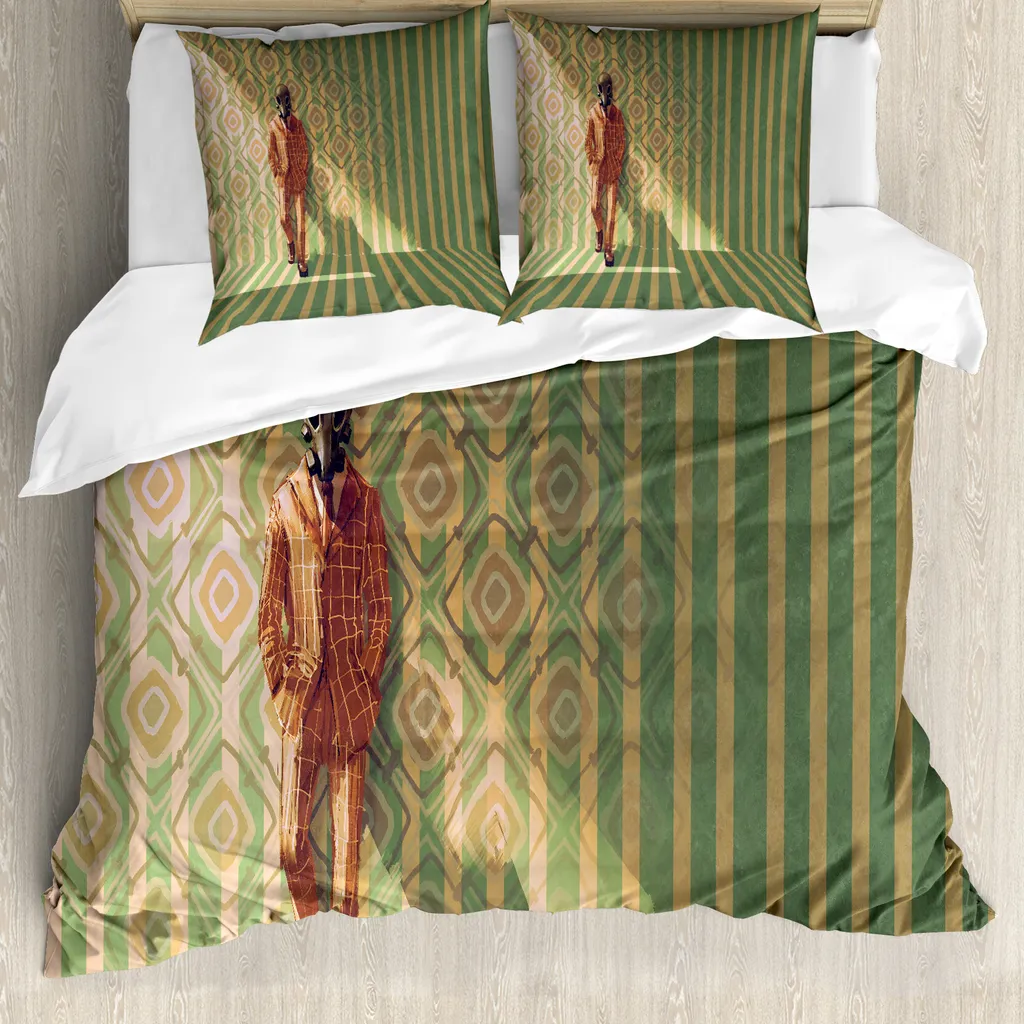 Set Letto ABAKUHAUS 155x220 Retrò Antiacaro Arancione Verde