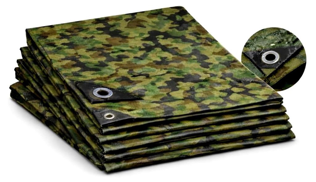 Camouflage Gewebe-Schutzplane 90g/qm Wasserdicht für Gartenmöbel, Holz, Pool, Trampolin, Auto (1,5x3 m = 4,5 m²)