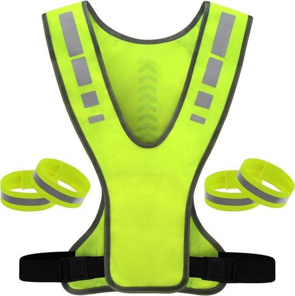 Reflexvest - Hohe Sichtbarkeit - Vier reflektierende Streifen - Leicht - Geeignet für Joggen, Radfahren und Spazierengehen in der Dämmerung.