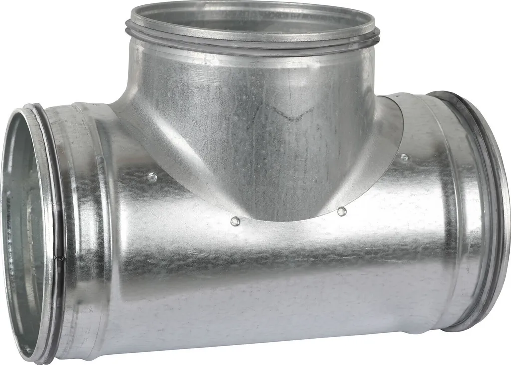 Raccord de tuyaux en T 80/80 mm en acier galvanisé pour gaine VMC