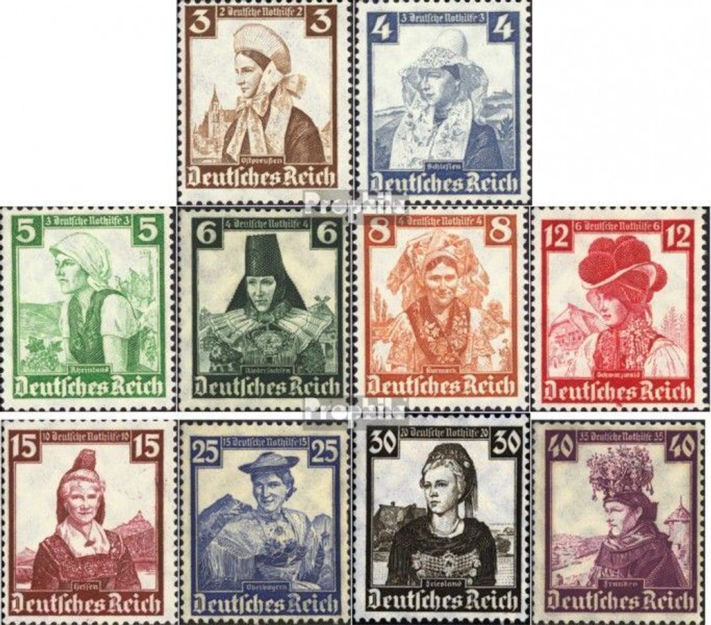 Briefmarken Deutsches Reich 1935 Mi 588-597 (kompl.Ausg.) postfrisch Nothilfe:Volkstrachten