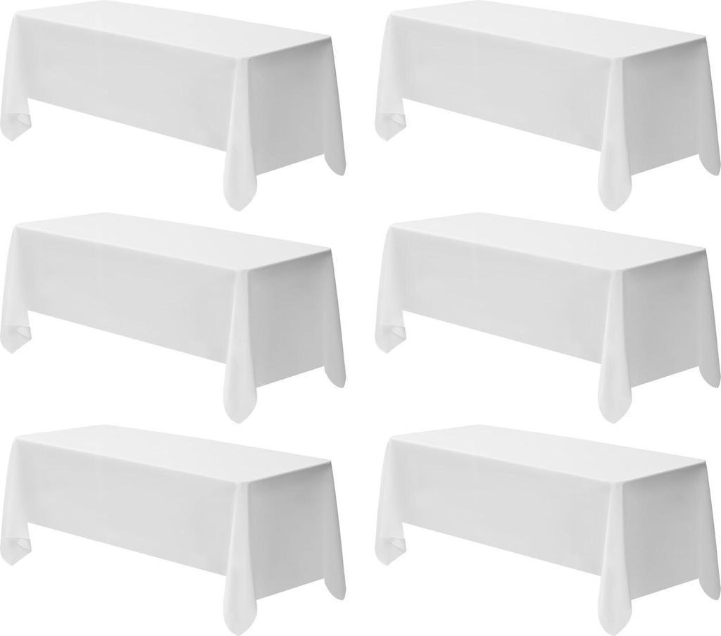 SucceBuy 6 x Tischdecke 1778x3048 mm, wiederverwendbarer Schutz für Tische, maschinenwaschbares Tischtuch aus Polyester für Feiern, Hochzeiten, B...