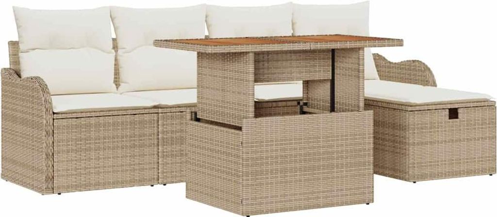 vidaXL Garten-Sofa-Set 6 pcs Beige Poly-Rattan