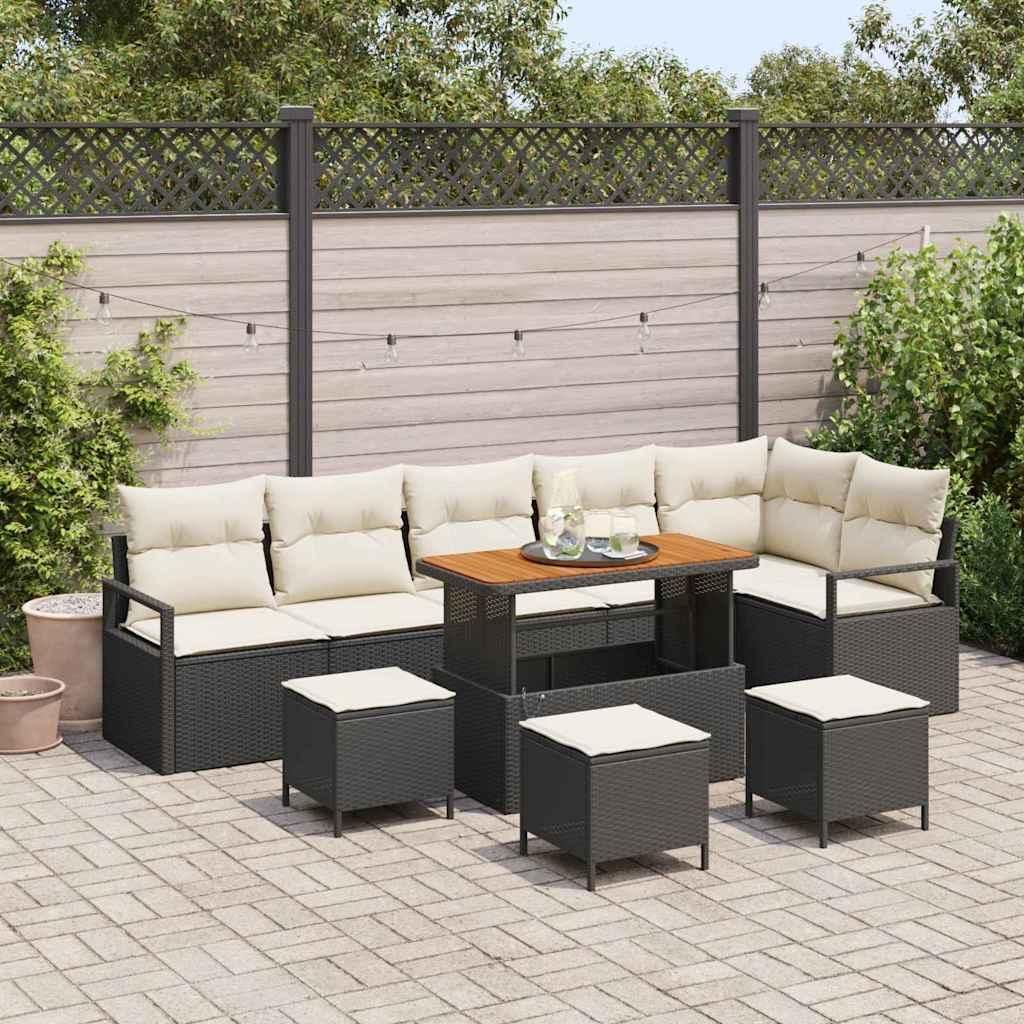 Maison Exclusive - Garten-Sofa-Set mit Kissen 10 pcs Schwarz Poly Rattan
