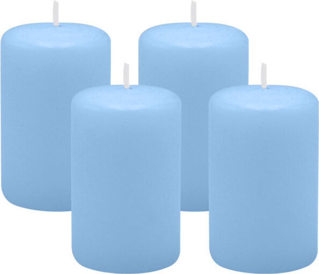 4er Set Adventskranzkerzen Blue Bell Hellblau Ø 50 x 80 mm Produktbild 