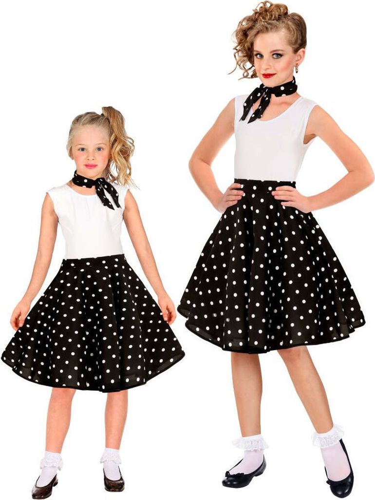 50er Polka Dots Rock für Mädchen schwarz