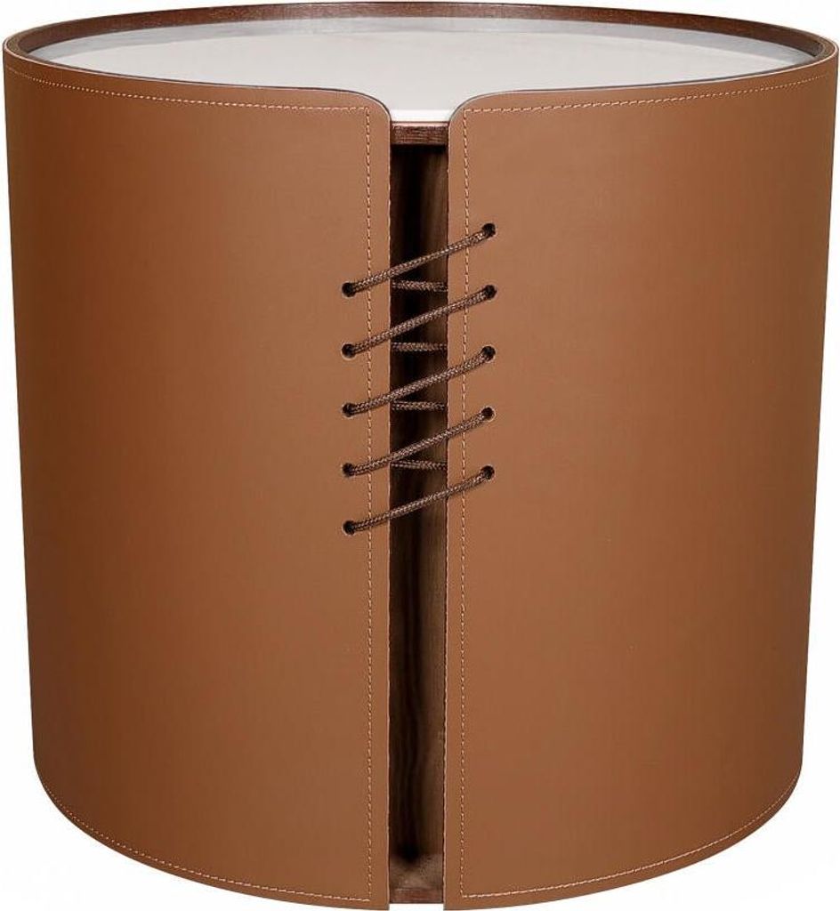 FURNLUX Couchtisch Modig Marmor Weiss Und Dunkelorange 50cm / Hauptfarbe: Orange / Abmessungen: 50 x 48 x 50 cm