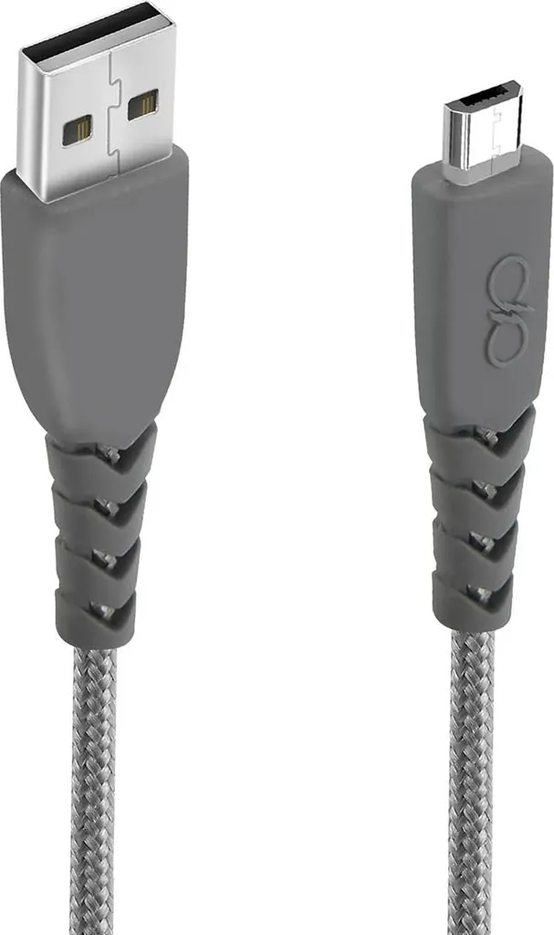 Force Power, cavo micro USB 2.1A Fast Charge rinforzato 2 m, grigio