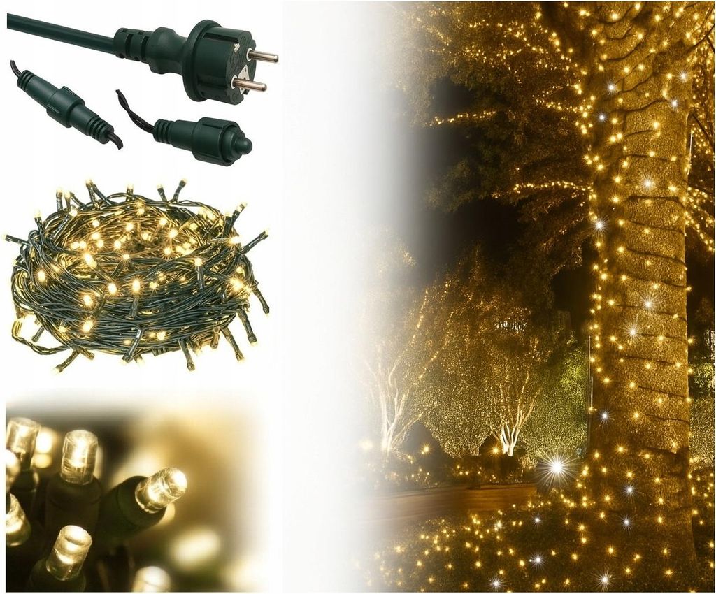 Lichterkette - 300 Led - 22 M - Warmweiß - Außenbeleuchtung