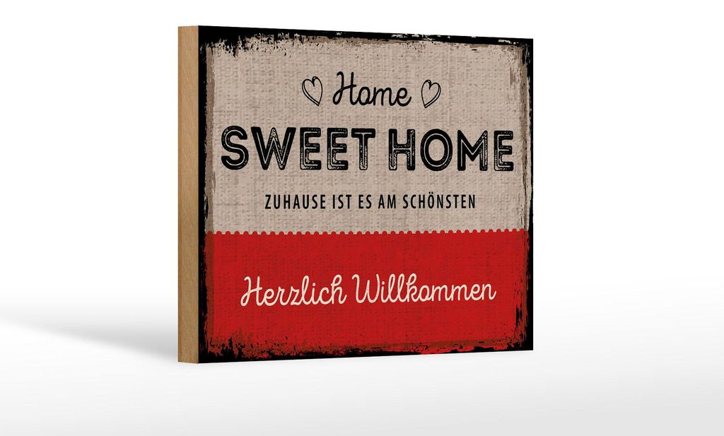 Holzschild Spruch 12x18 cm home sweet Home Herzlich Willkommen Deko Schild