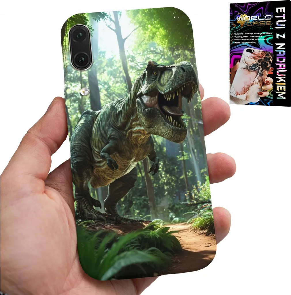 Custodia Design Dinosauro per Huawei P20 con Pellicola in Vetro