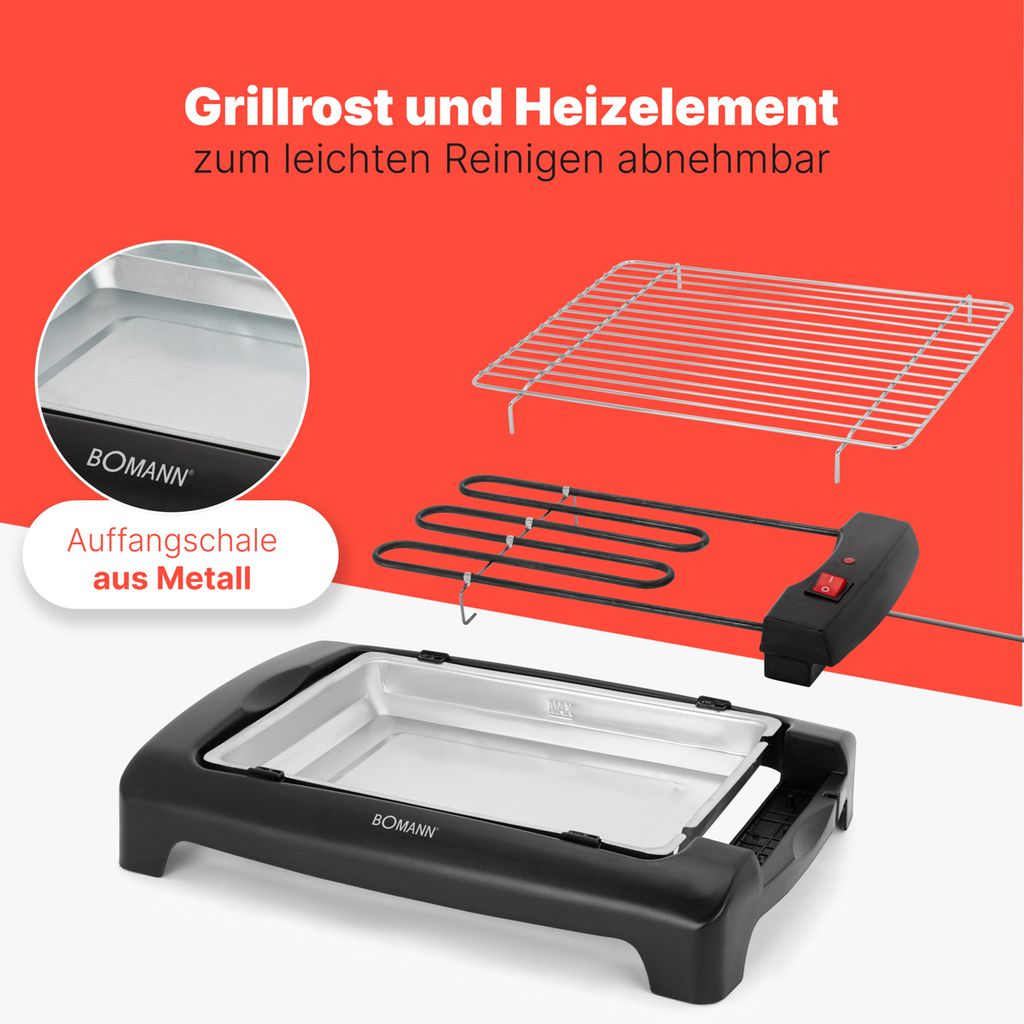 BOMANN Grill BQ 1240 N 2000 W schwarz Zdjęcie produktu 4
