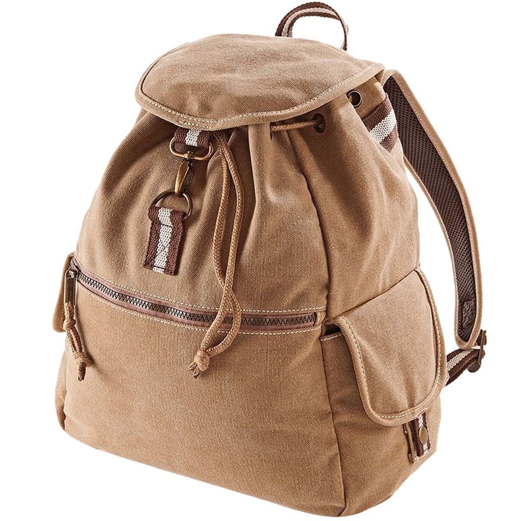 Quadra Vintage Segeltuch Rucksack - 18 Liter (2 Stück/Packung) BC4191 (Einheitsgröße) (Sahara)