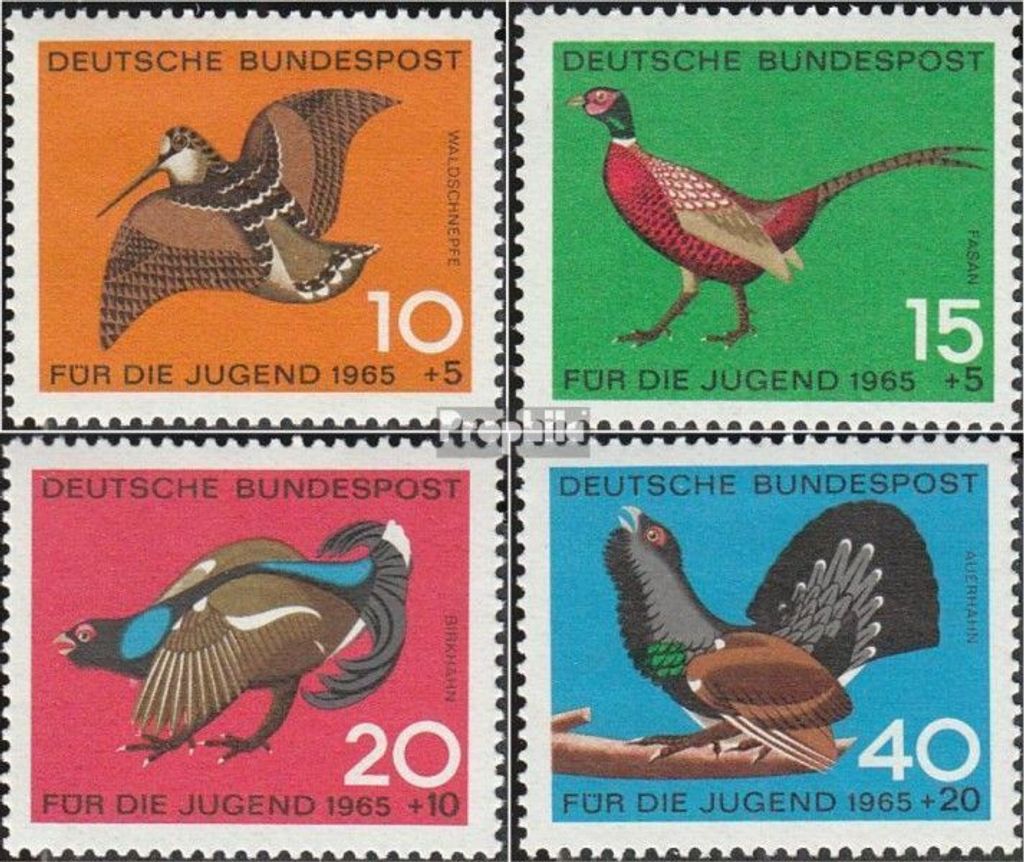 Briefmarken BRD (BR.Deutschland) 1965 Mi 464-467 (kompl.Ausgabe) postfrisch Jugend: Federwild