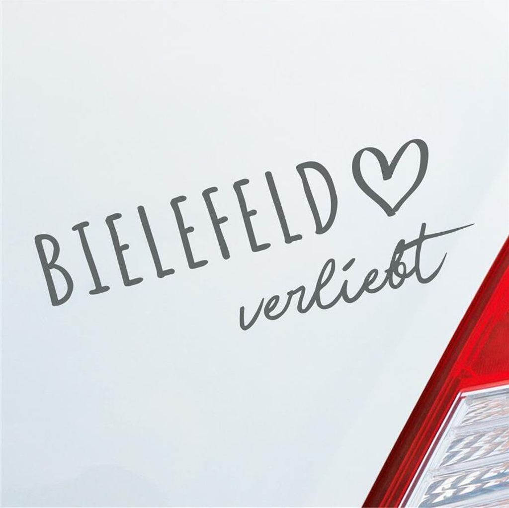 Auto Aufkleber Bielefeld verliebt Herz Stadt Heimat Liebe Car 19x7 cm Grau Sticker Heckscheibenaufkleber