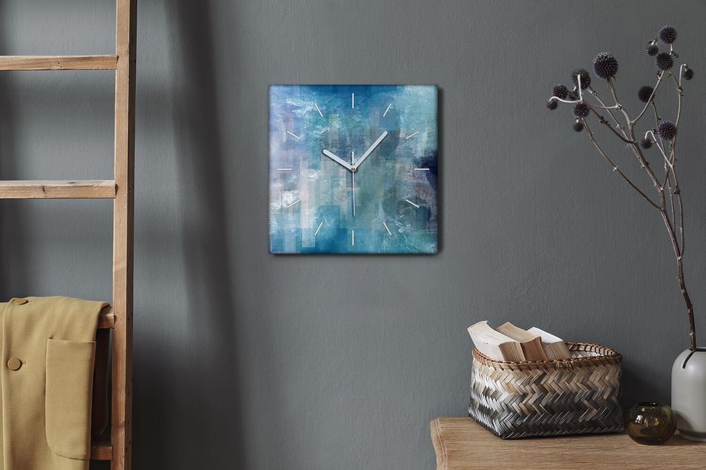 Coloray Hodiny Unikátní 30x30 cm Tiché hodiny Pro obývací pokoj a kuchyň Nástěnné hodiny Plátno Bílé ručičky hodin - abstrakce