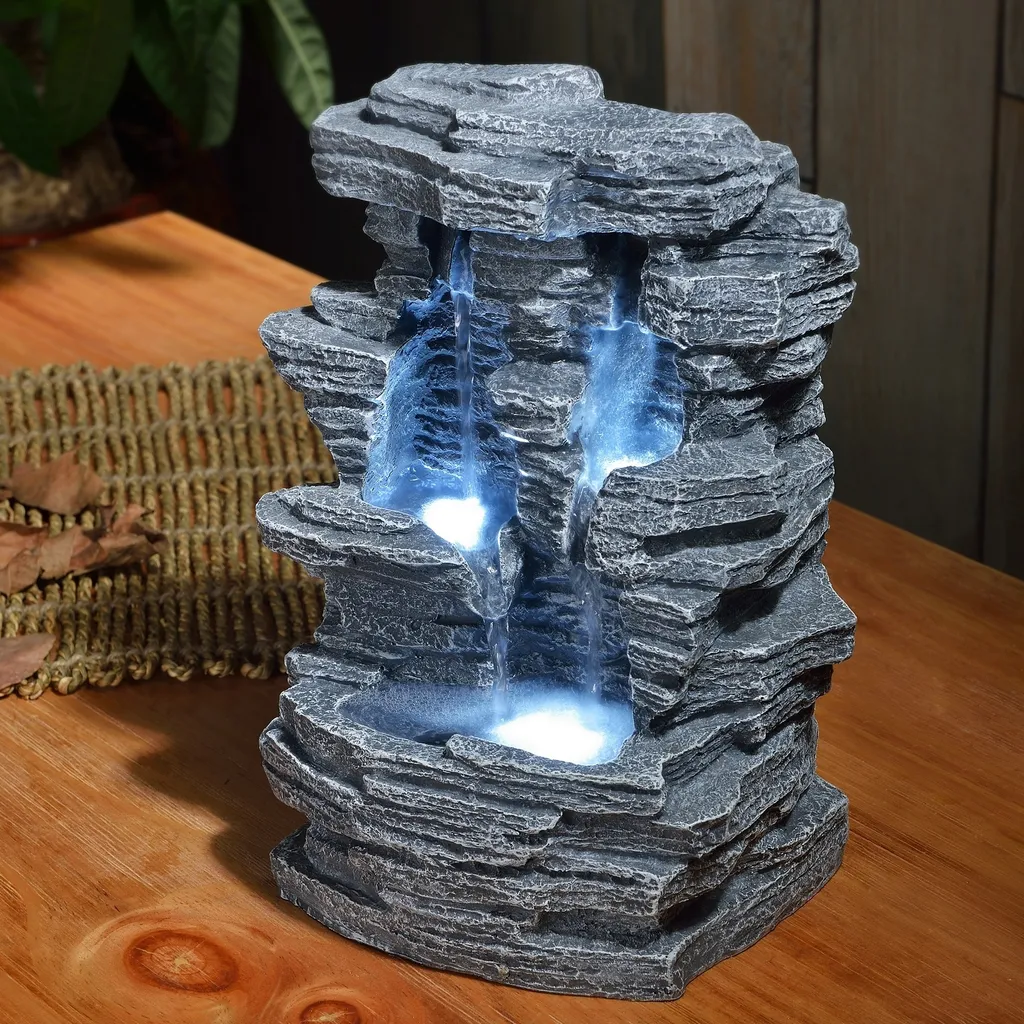 Fontaine Cascade Décorative Intérieure avec Éclairage LED Zen Gris - 8
