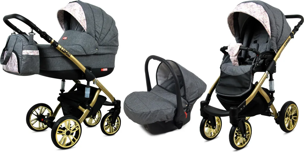 BabyLux® Lumio Kit Chaton 3en1 Poussette Combinée Trio avec Linge Complet