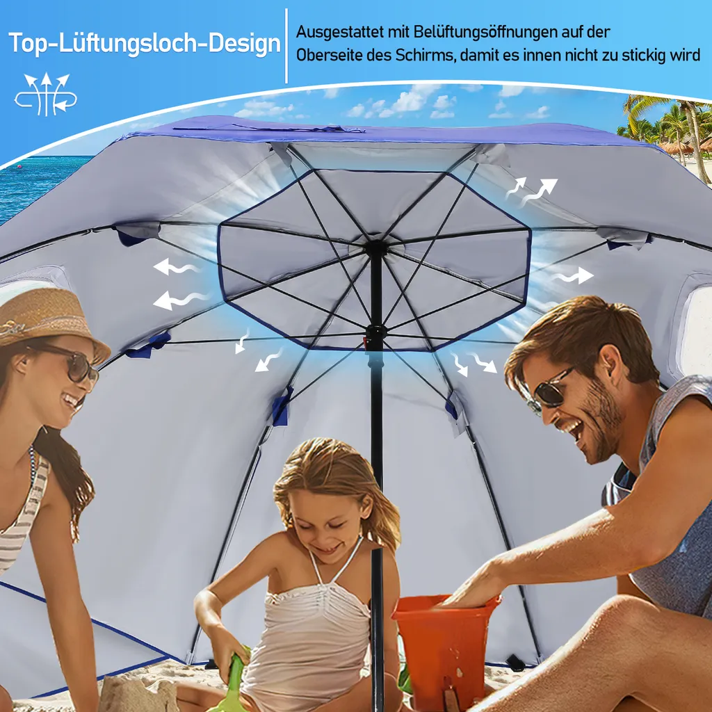 Ombrellone mare spiaggia 240 cm alluminio antivento protezione uv Roma - Bianco | Leroy Merlin