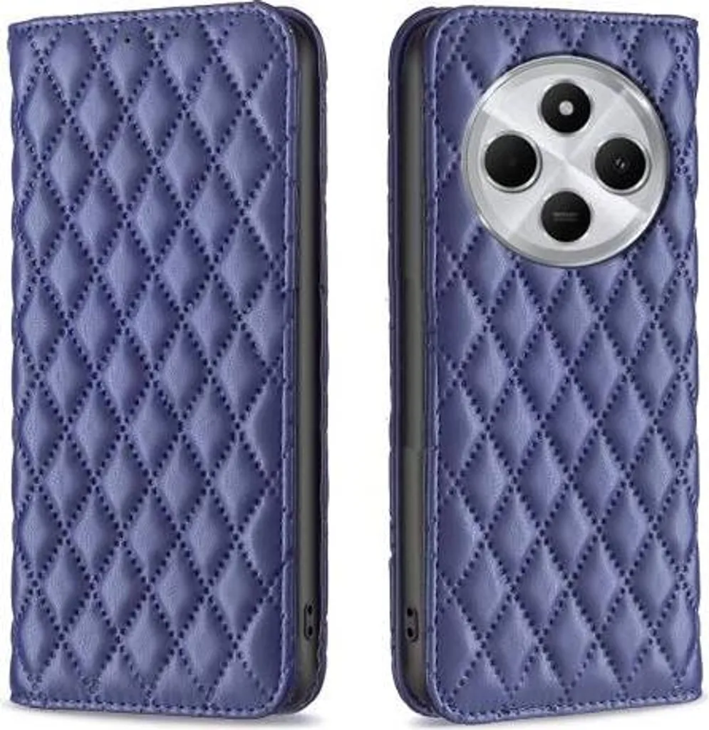 Pung laeder plaid taske a Xiaomi Redmi 14C Navy Blue | Custodia Portafoglio