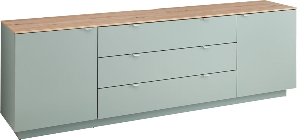 TV-Sideboard Fernsehschrank grün mit Artisan Eiche, Breite 240 cm CUST-36