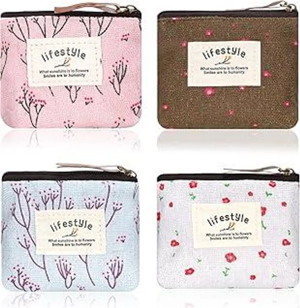 Set 4 Mini Trousse Oxford: Piccolo Portamonete Donna con Zip Robusta