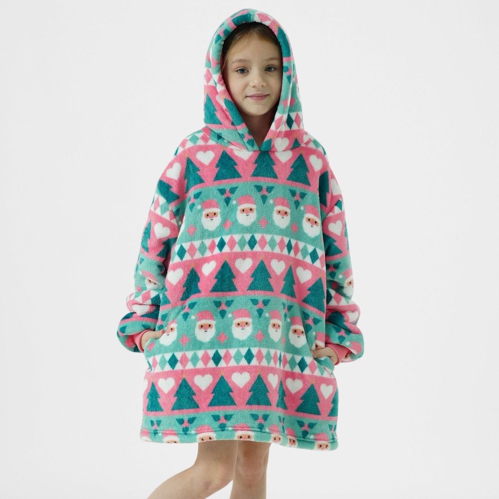 Textino Hoodie Jolly Santa 50x70 cm Rosa Geometric