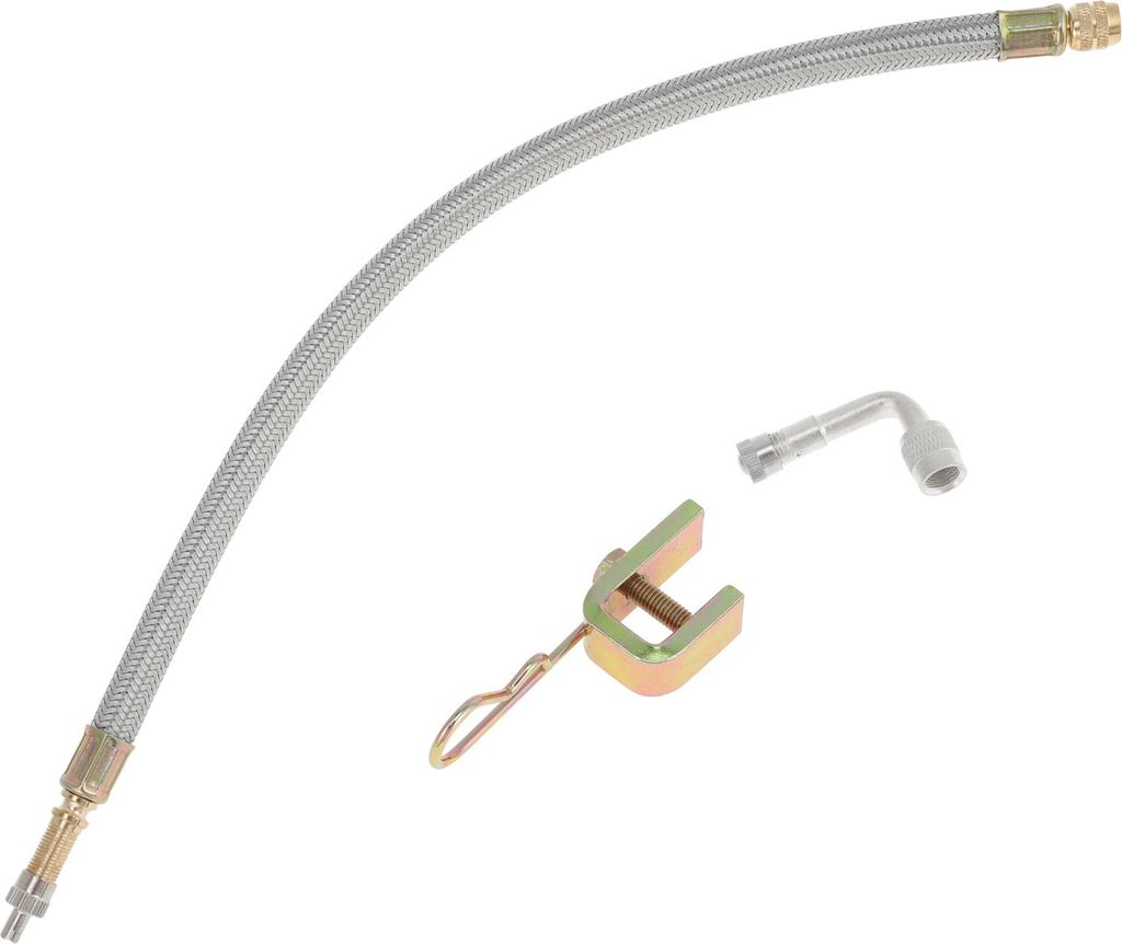 1 Set 90 Grad Kupfer Reifenventilverlängerung mit flexiblem Edelstahl 350mm Reifenventilschaftverlängerer für Auto Motorrad Wohnmobil LKW Fahrrad