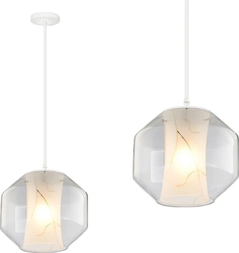 Lustre Suspension Design en Verre et Marbre 24cm Toolight APP908-1CP
