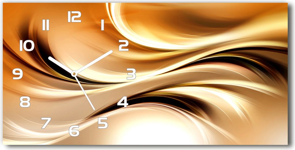 Wanduhr aus Glas – 60x30 cm - Glasbild - Glasuhr - Gehärtetes Glas - weisse-zeiger - abstrakte Wellen