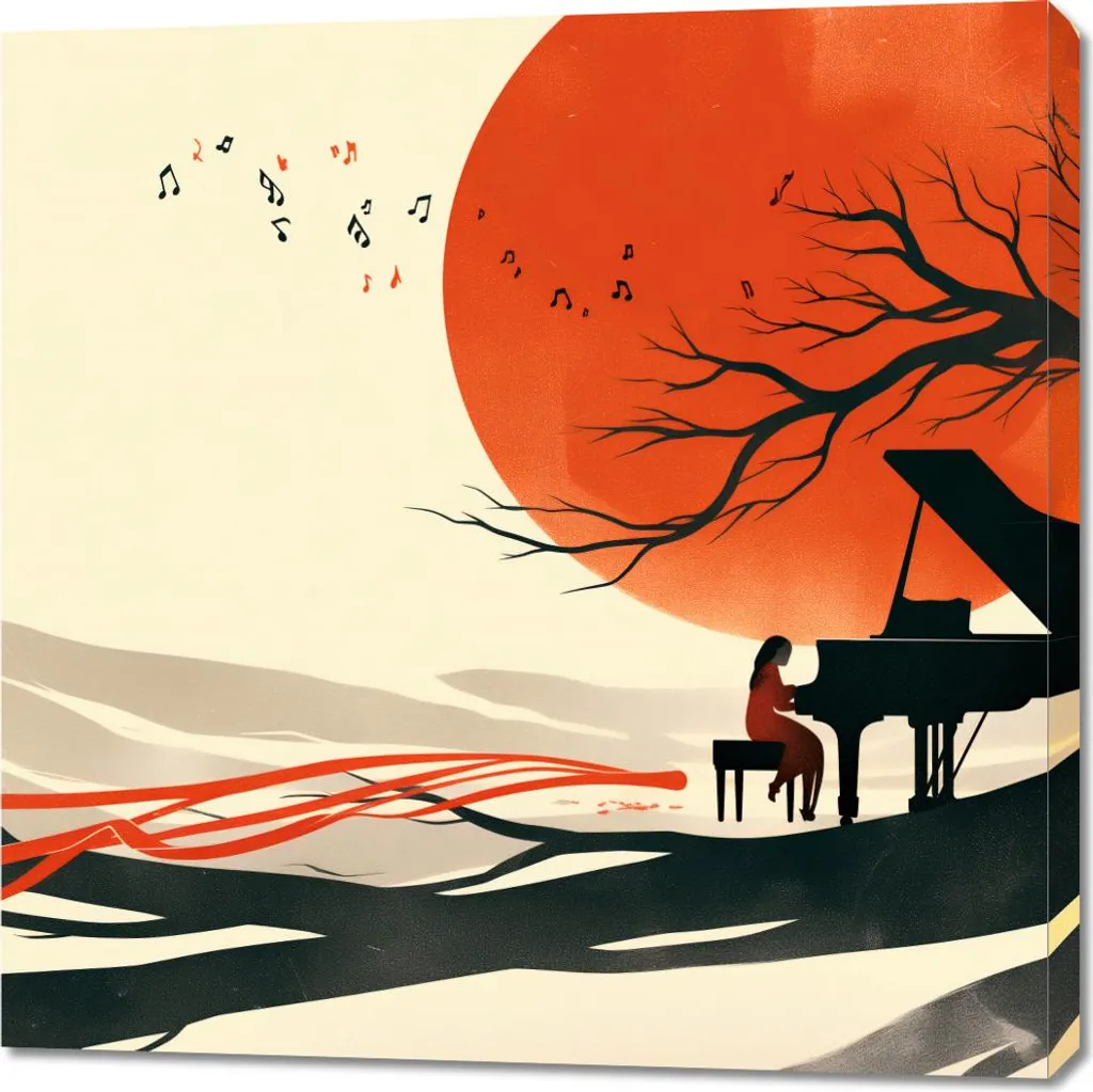 Image 90 x 90 cm Pianiste - Tableau Carré Décoration Salon Moderne