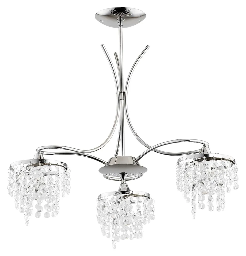 Suspension KALIOPA chromée 3xE14 Alfa - Lustre design en métal 56x50 cm