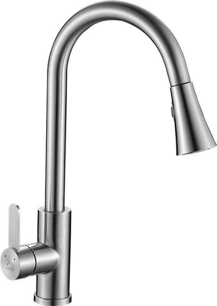 Design Spültischtischarmatur stehend mit ausziehbarem U-Auslauf Stahl