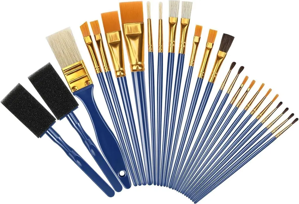 Kit pinceaux complet pour peindre sur toile, bois et papier - 25 pcs