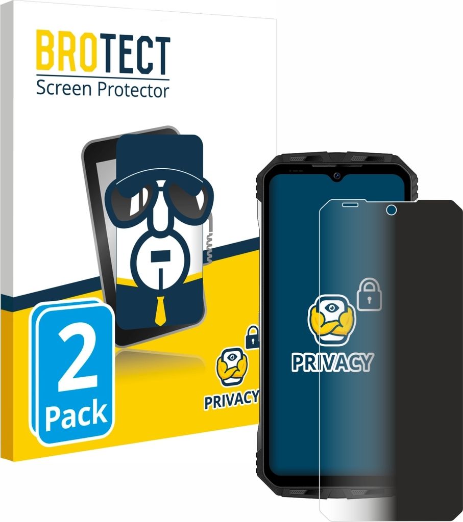 2x BROTECT Sichtschutzfolie für Doogee S100 Anti-Spy Privacy Sichtschutz Blickschutz Folie Blaulicht-Schutz