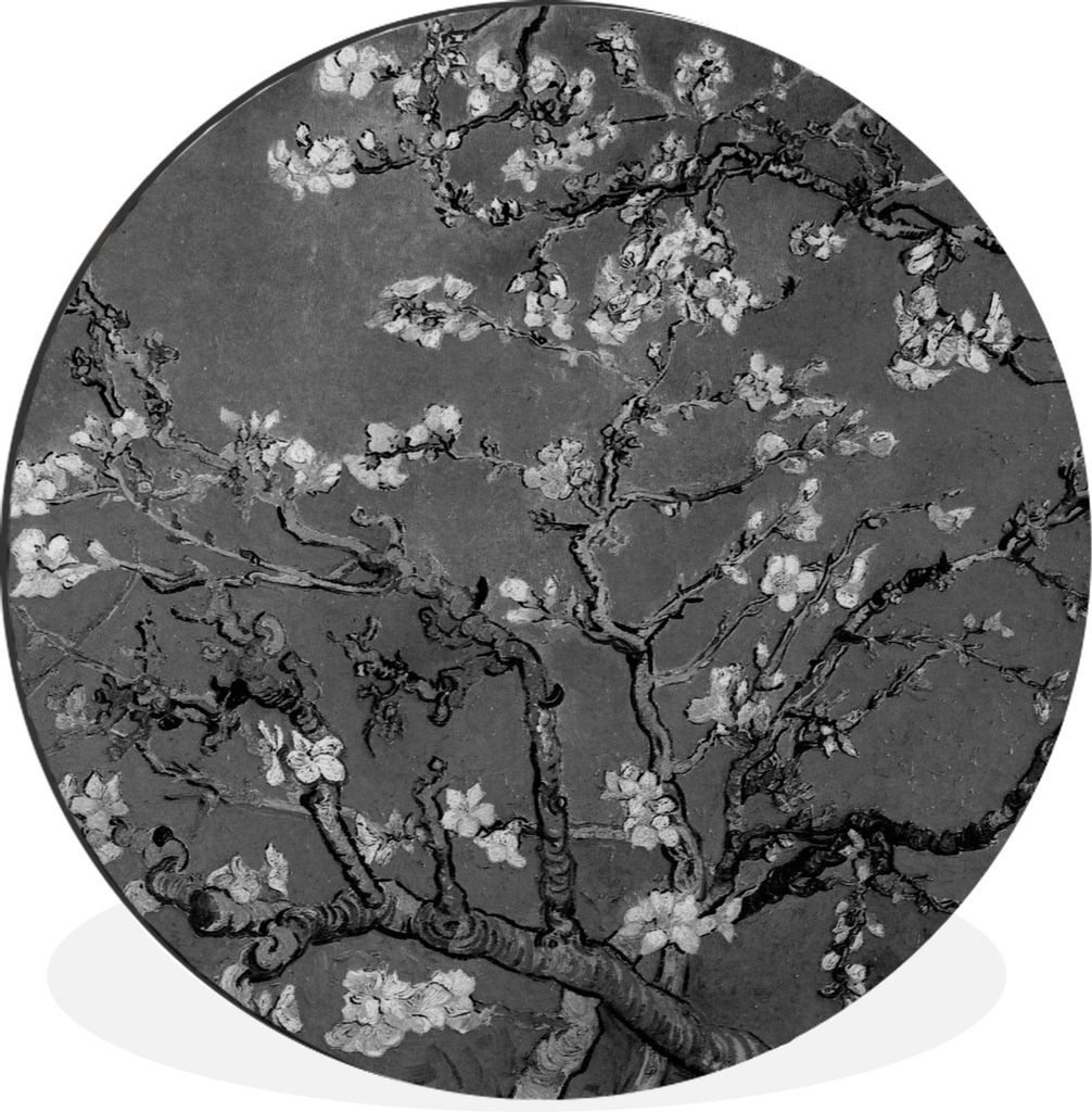MuchoWow Aluminium Wandkreis Mandelblüte - Vincent van Gogh Ø 60 cm Wanddeko Modern Wohnzimmer - Wand Kreis - Wandbild - Schlafzimmer - Alumini...