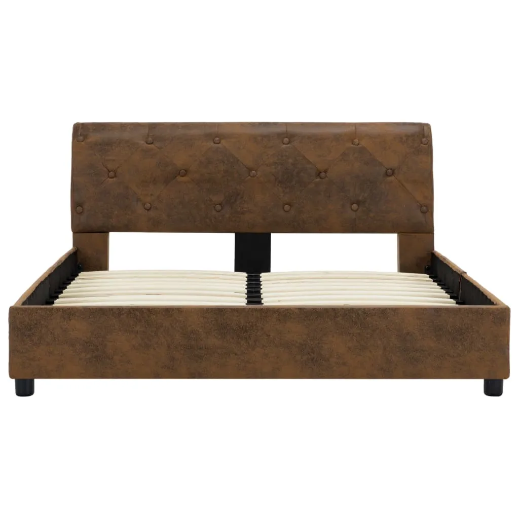 Cadre de lit solide 140x200 Marron daim, solution couchage confortable - 13