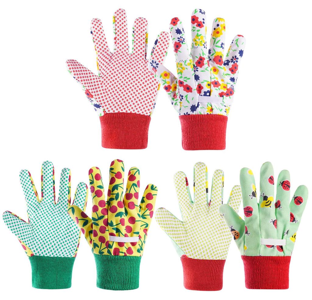 3 Paar Gartenhandschuhe für Kinder, Schutzhandschuhe mit Schaumgummibeschichtung für Gartenarbeit und andere Arbeiten, für Mädchen und Jungen (...