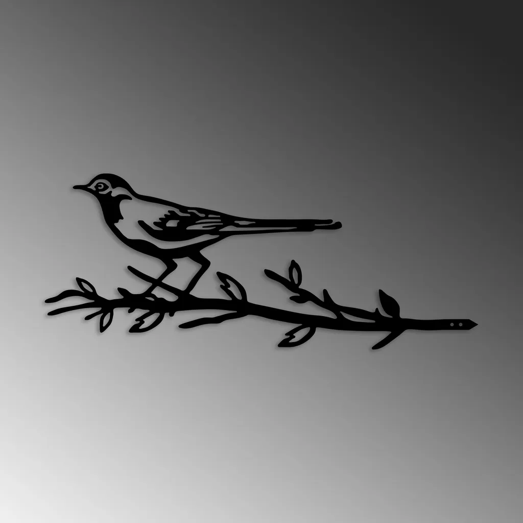 Objet décoratif oiseau en métal noir design moderne pour salon 50x20cm