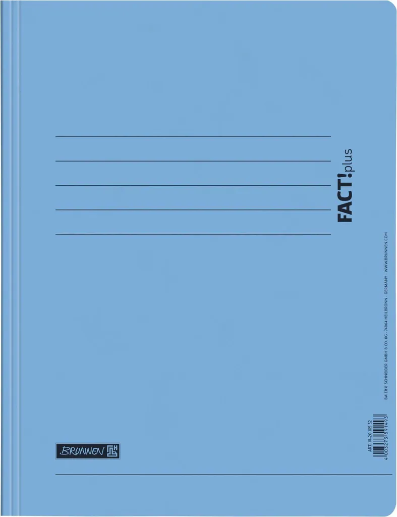Classeur à spirales bleu clair pour organisation de bureau BRUNNEN A4