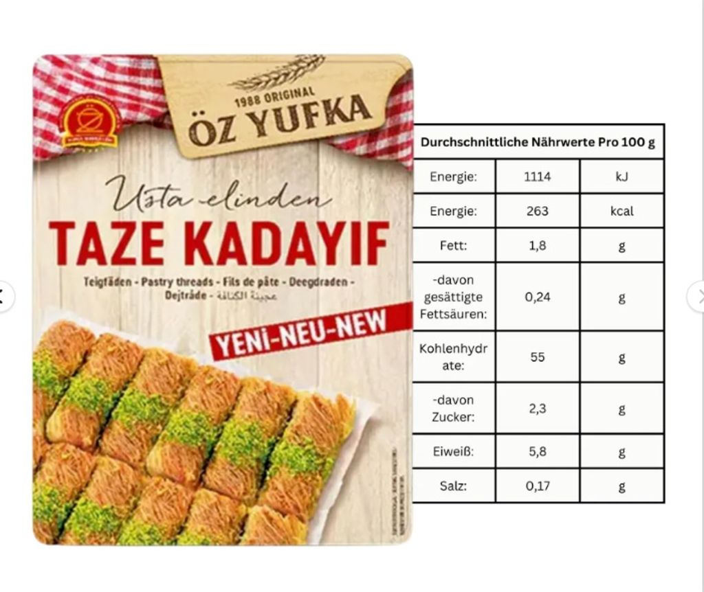 Öz-yufka Kadayif Teigfäden - (2x 400g) LIEFERUNG ERFOLGT Produktbild 2