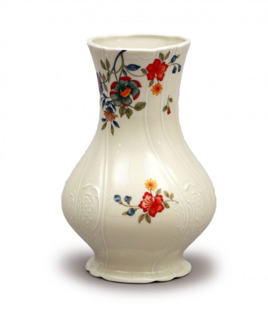 Thun 1794 Bernadotte, Vase, 23 cm, Elfenbein, Blumen, Thun