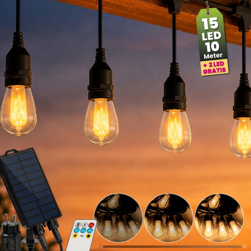 LUMILED Łańcuch świetlny solarny na zewnątrz, 15 m, 15 diod Zdjęcie produktu 